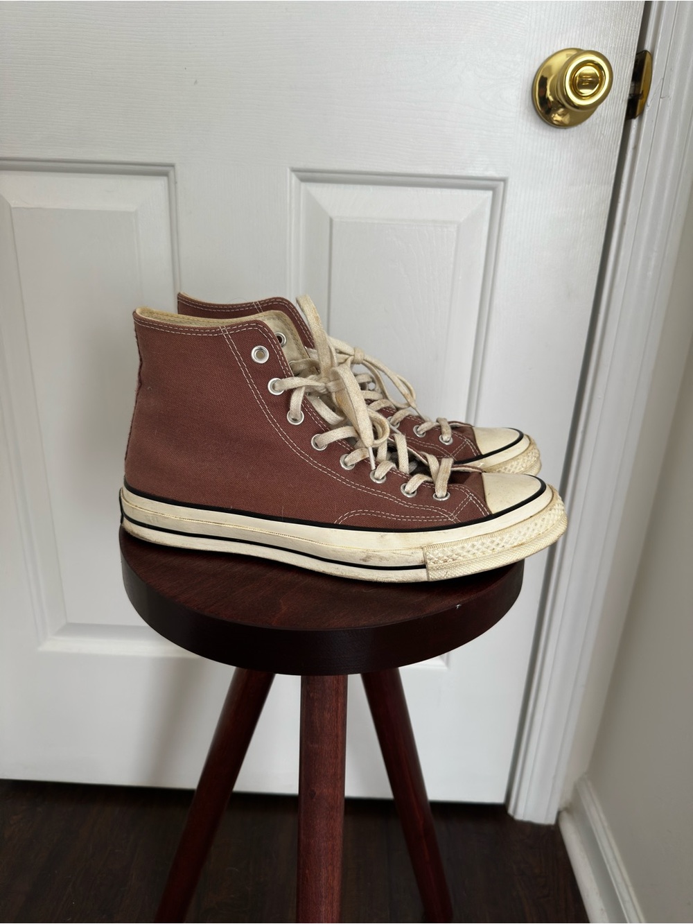 Converse High Top Sneakers in Rust Brown Canvas